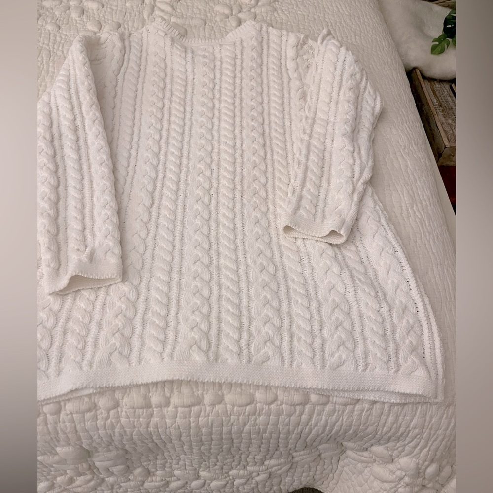 Ladies size lg Jjill cables I sweater white